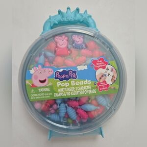 NEW Peppa Pig Pop Beads 100 Pc Kit 2 Character Charms Make Necklaces & Bracelets